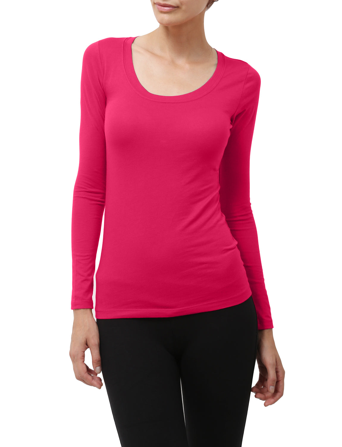 LIGHT WEIGHT BASIC LONG SLEEVE ROUND SCOOP NECK SHIRTS NEWT79 PLUS