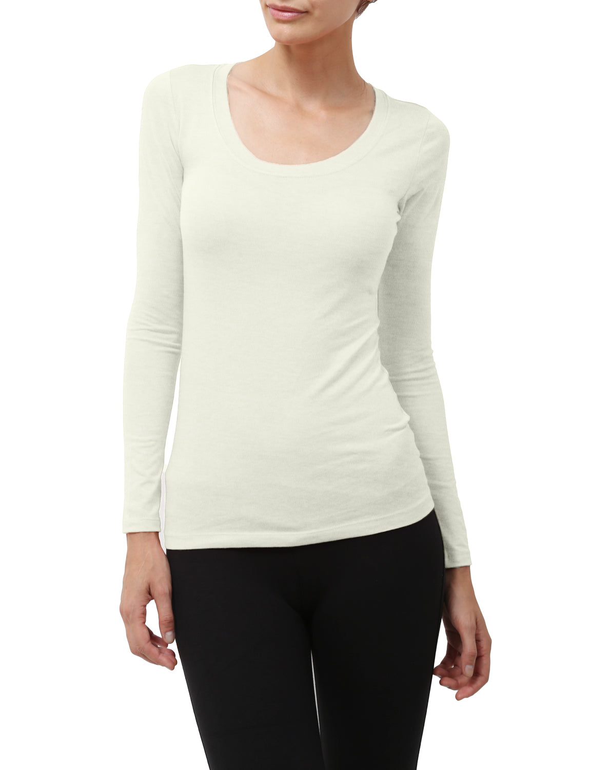 LIGHT WEIGHT BASIC LONG SLEEVE ROUND SCOOP NECK SHIRTS NEWT79 PLUS