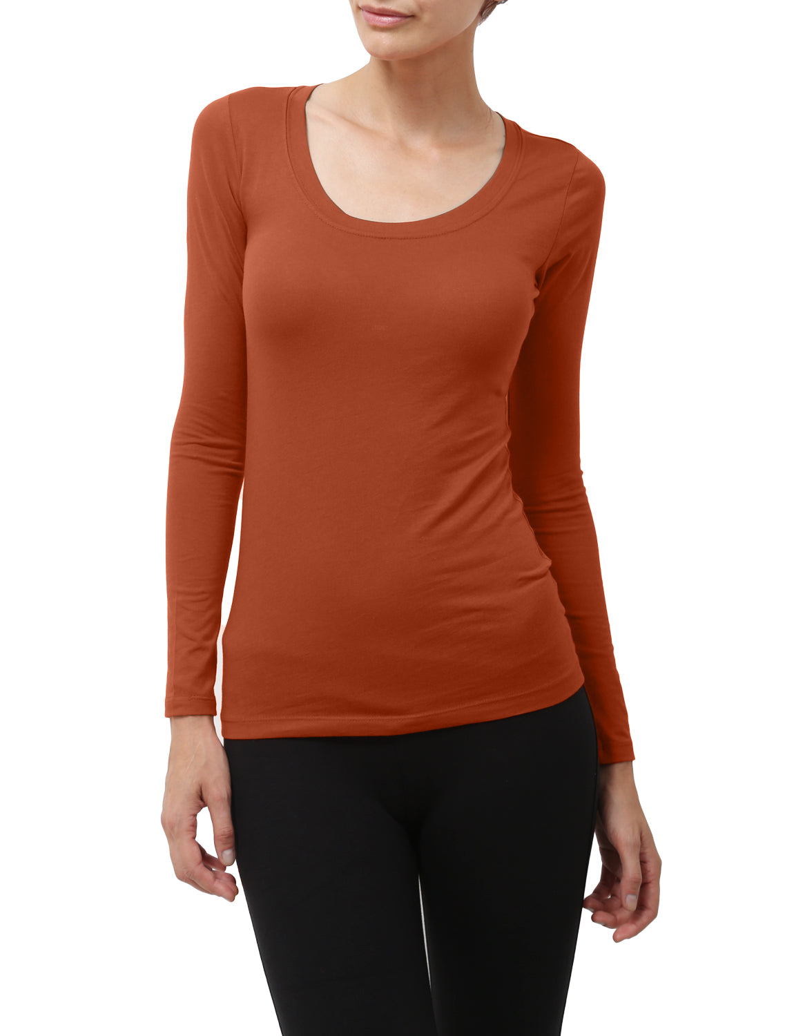 LIGHT WEIGHT BASIC LONG SLEEVE ROUND SCOOP NECK SHIRTS NEWT79 PLUS