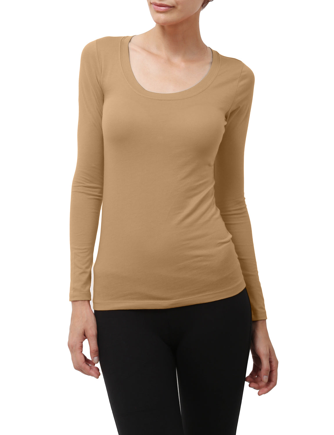 LIGHT WEIGHT BASIC LONG SLEEVE ROUND SCOOP NECK SHIRTS NEWT79 PLUS