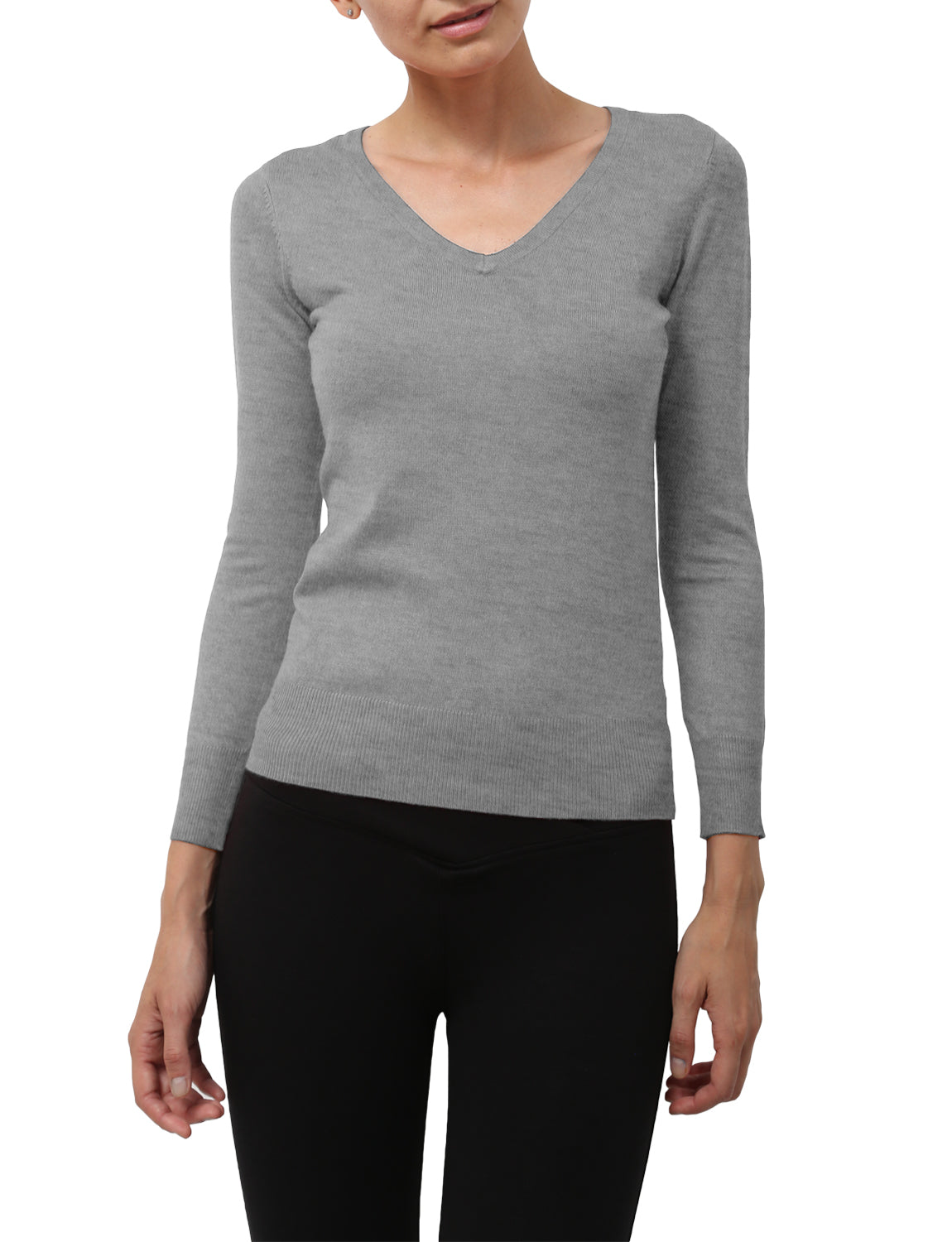 LIGHT WEIGHT BASIC LONG SLEEVE V-NECK PULLOVER KNIT SWEATER NEWT80 PLUS