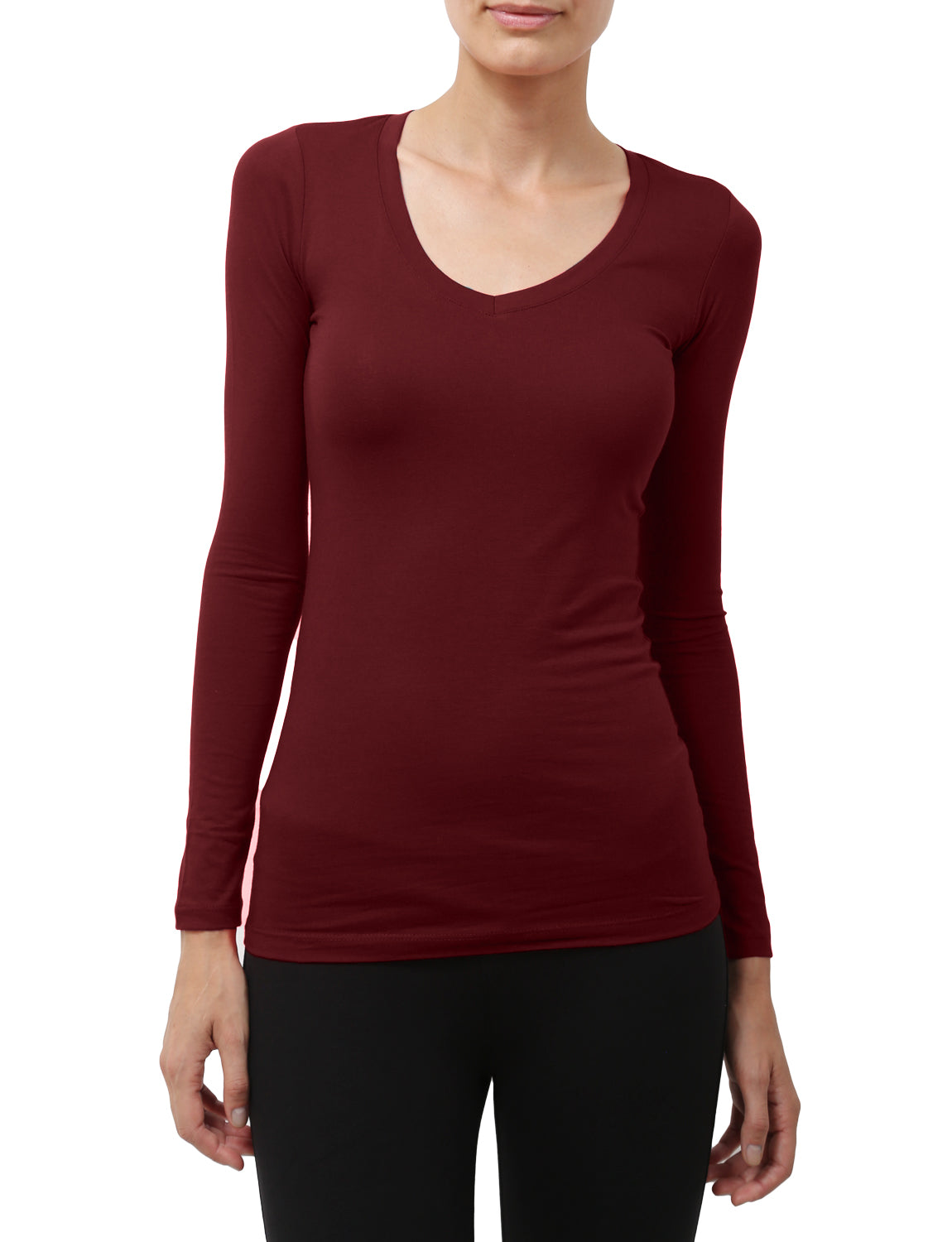 LIGHT WEIGHT BASIC LONG SLEEVE V-NECK SHIRTS NEWT90 PLUS