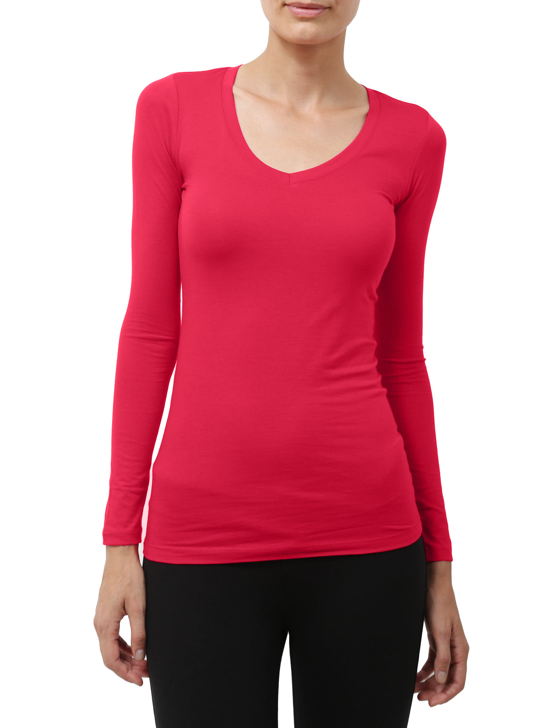 LIGHT WEIGHT BASIC LONG SLEEVE V-NECK SHIRTS NEWT90 PLUS