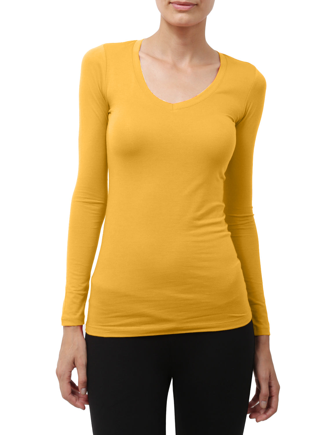 LIGHT WEIGHT BASIC LONG SLEEVE V-NECK SHIRTS NEWT90 PLUS