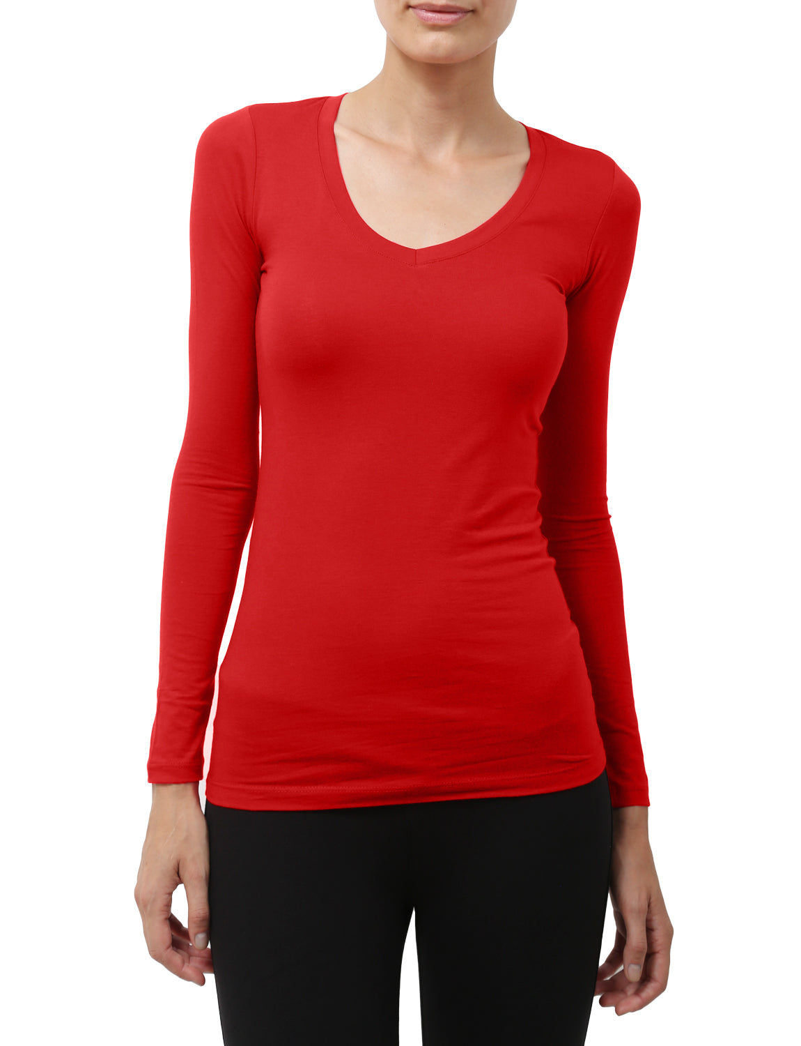 LIGHT WEIGHT BASIC LONG SLEEVE V-NECK SHIRTS NEWT90 PLUS