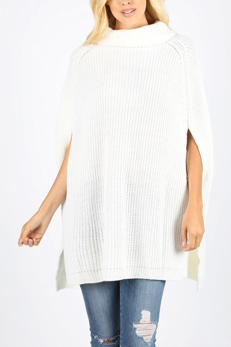TURTLENECK PONCHO SWEATER