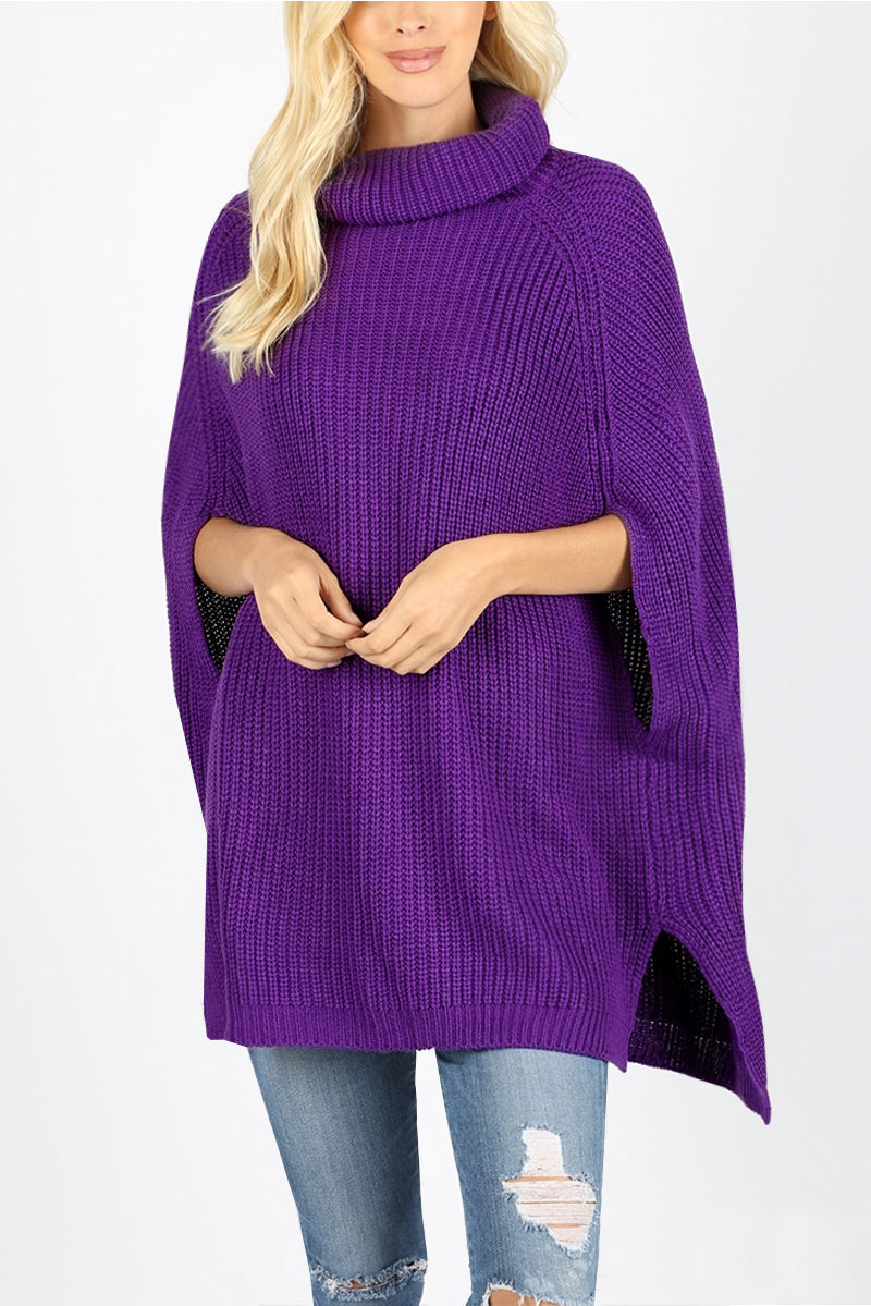 TURTLENECK PONCHO SWEATER