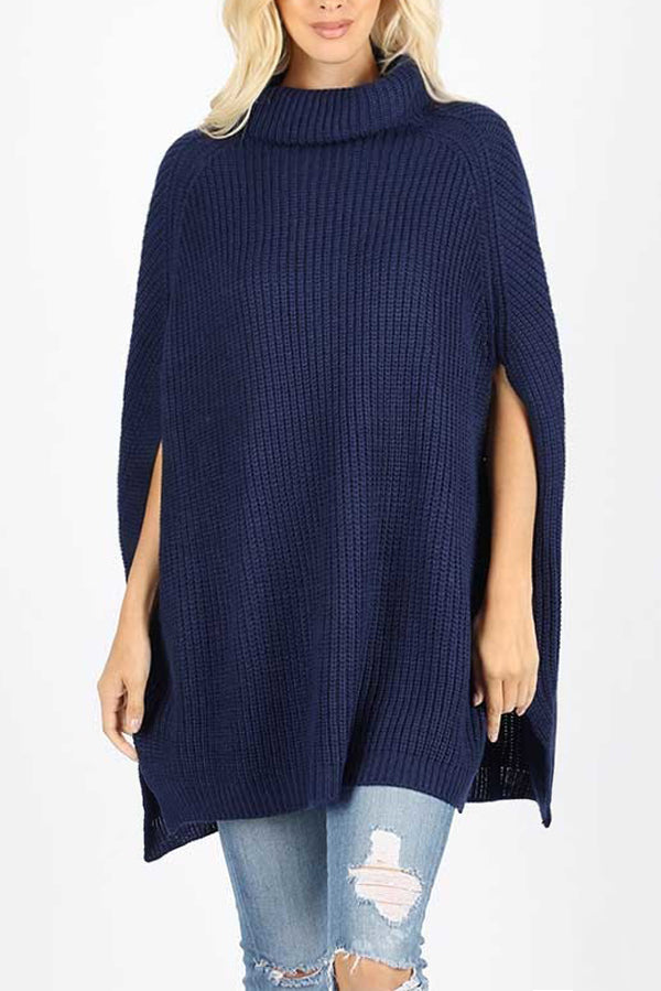 TURTLENECK PONCHO SWEATER