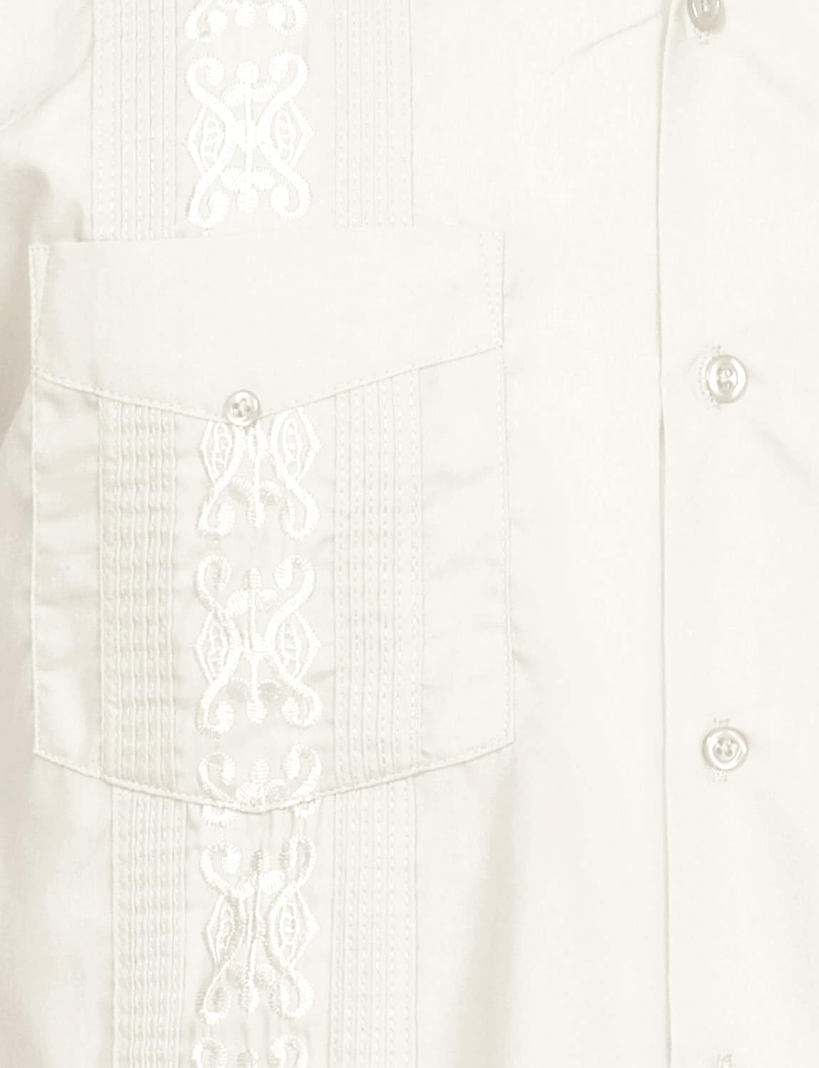 NE PEOPLE Men's Cuban Guayabera Shirt – Short Sleeve Button Down Classic Embroidered 4 Pockets Casual Top NEMT112 Off White 4XL