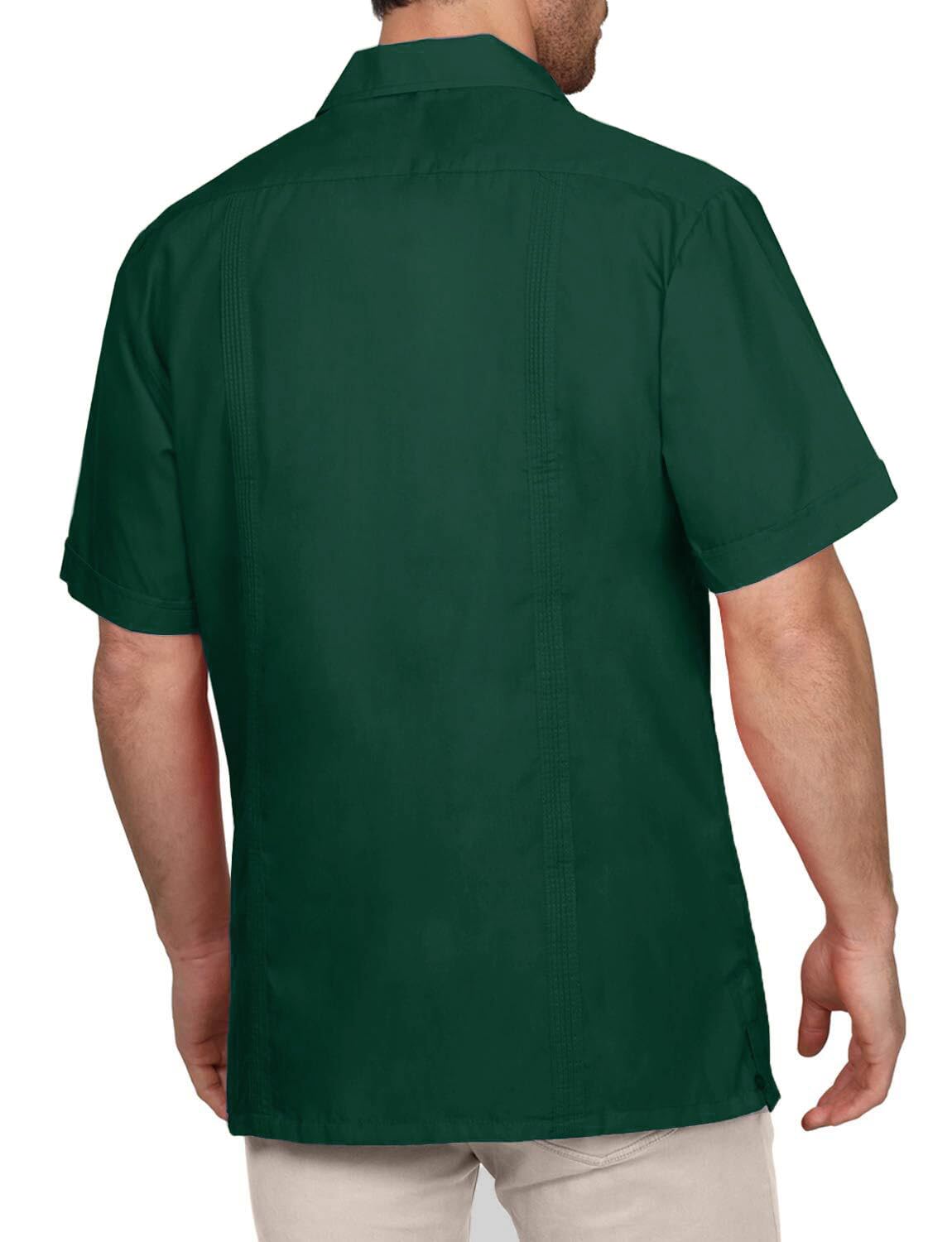 NE PEOPLE Men's Cuban Guayabera Shirt – Short Sleeve Button Down Classic Embroidered 4 Pockets Casual Top NEMT112 Off White 4XL