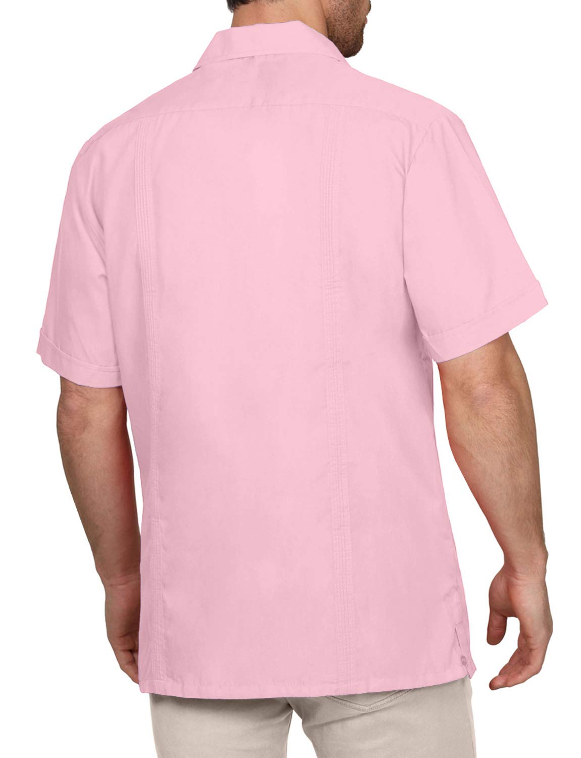 NE PEOPLE Men's Cuban Guayabera Shirt – Short Sleeve Button Down Classic Embroidered 4 Pockets Casual Top NEMT112 Off White 4XL