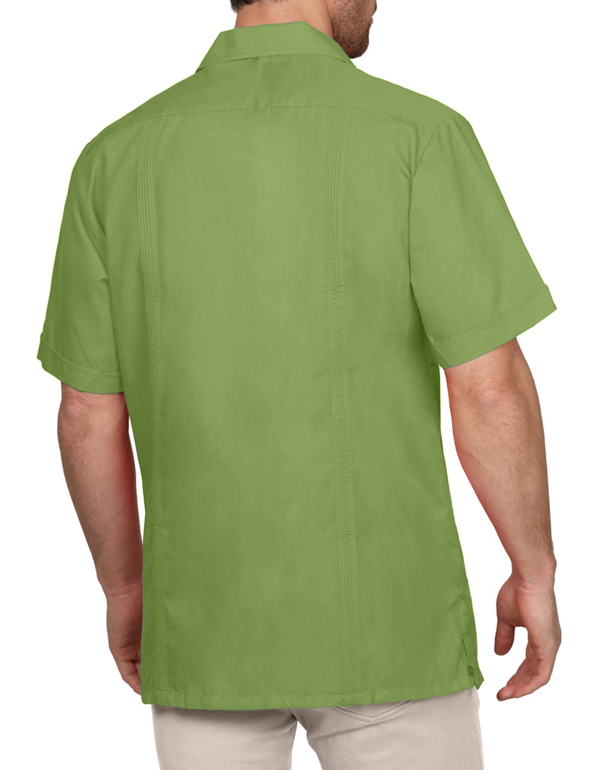 NE PEOPLE Men's Cuban Guayabera Shirt – Short Sleeve Button Down Classic Embroidered 4 Pockets Casual Top NEMT112 Off White 4XL