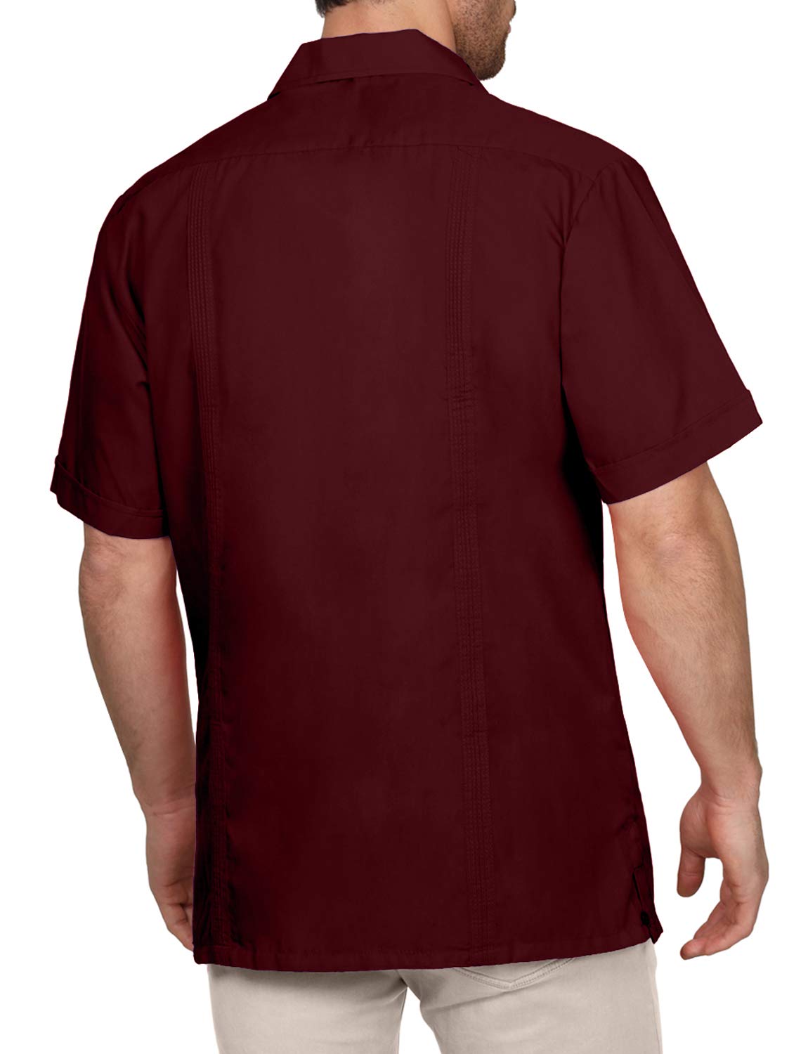 NE PEOPLE Men's Cuban Guayabera Shirt – Short Sleeve Button Down Classic Embroidered 4 Pockets Casual Top NEMT112 Off White 4XL