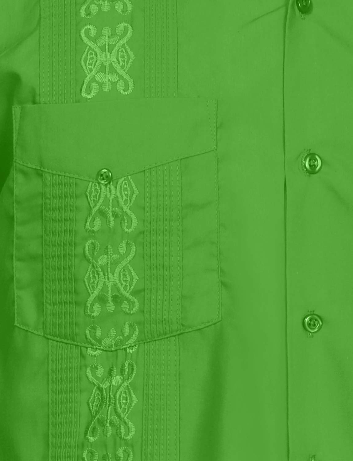 NE PEOPLE Men's Cuban Guayabera Shirt – Short Sleeve Button Down Classic Embroidered 4 Pockets Casual Top NEMT112 Off White 4XL