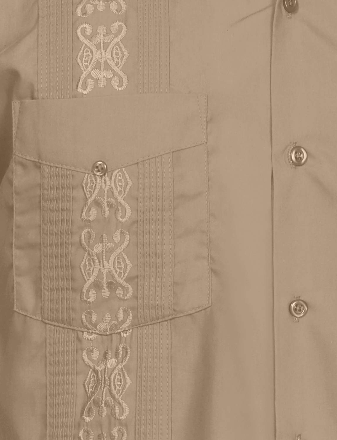 NE PEOPLE Men's Cuban Guayabera Shirt – Short Sleeve Button Down Classic Embroidered 4 Pockets Casual Top NEMT112 Off White 4XL