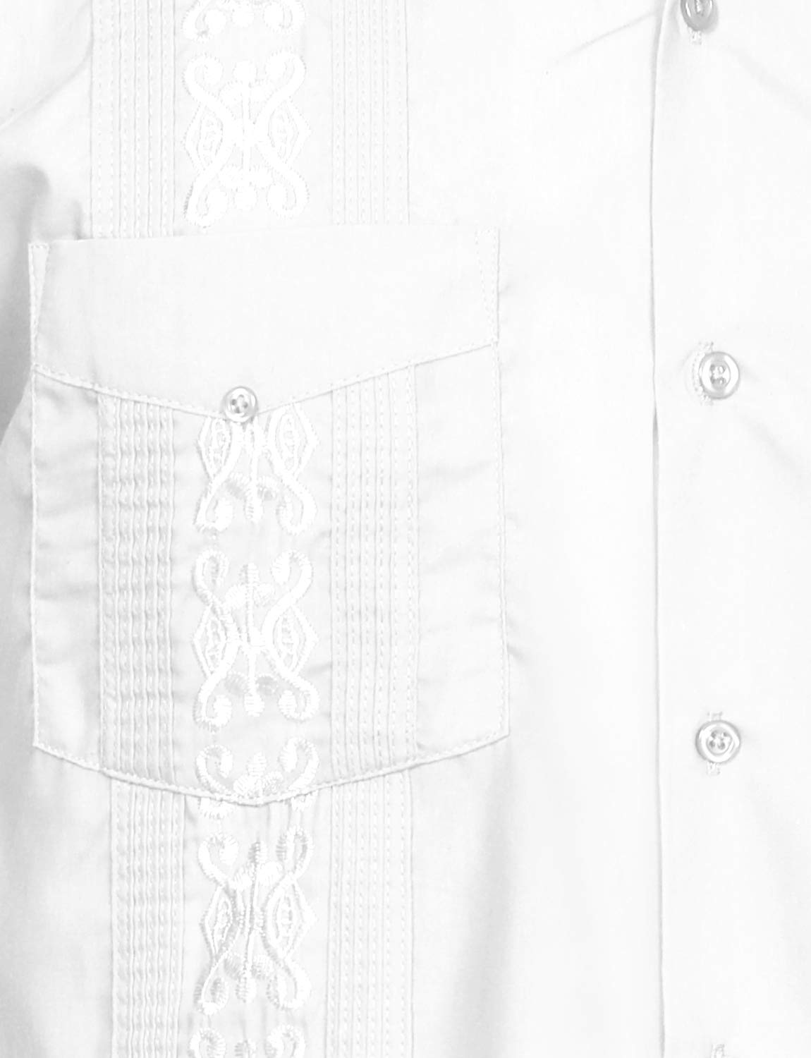 NE PEOPLE Men's Cuban Guayabera Shirt – Short Sleeve Button Down Classic Embroidered 4 Pockets Casual Top NEMT112 Off White 4XL