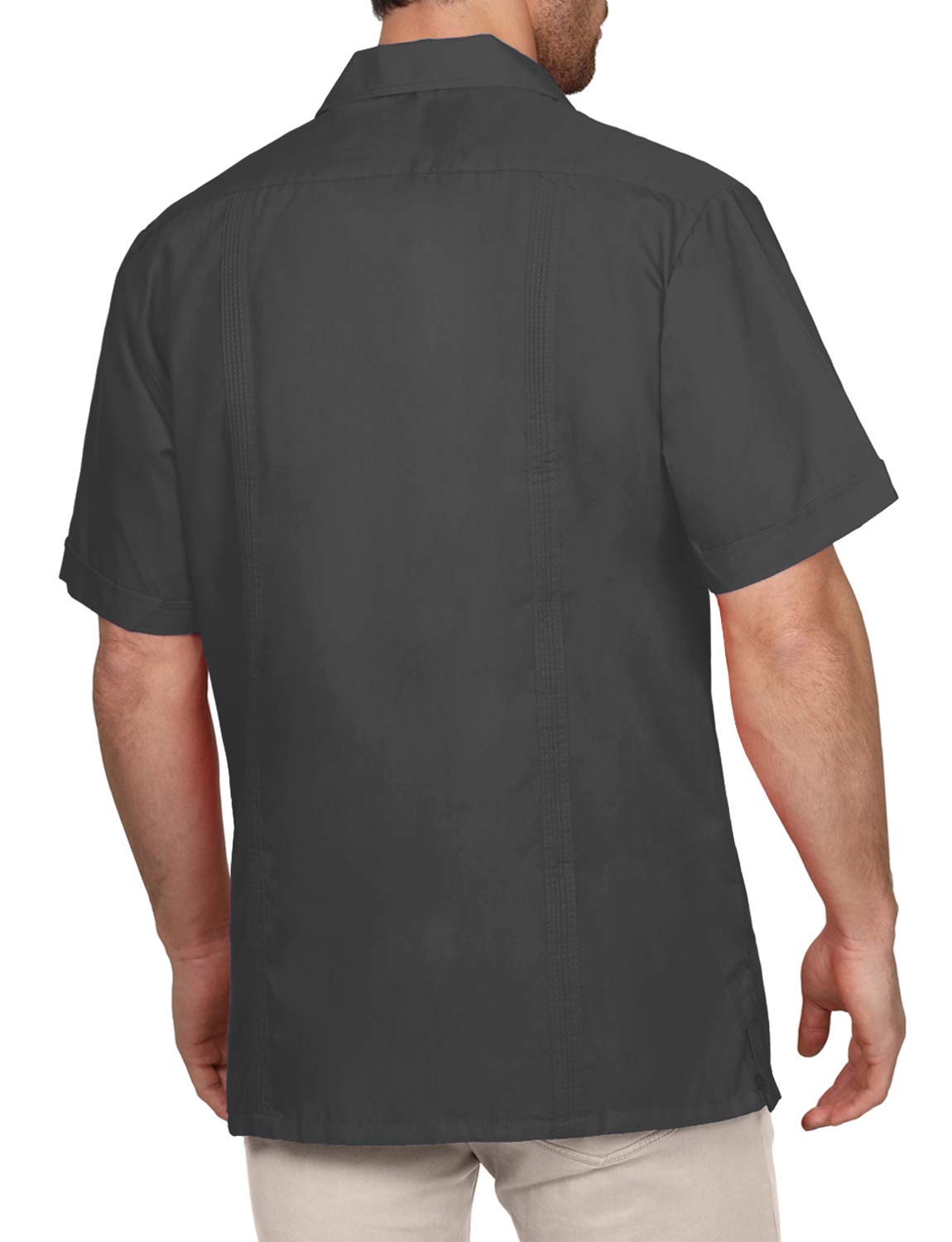 NE PEOPLE Men's Cuban Guayabera Shirt – Short Sleeve Button Down Classic Embroidered 4 Pockets Casual Top NEMT112 Off White 4XL