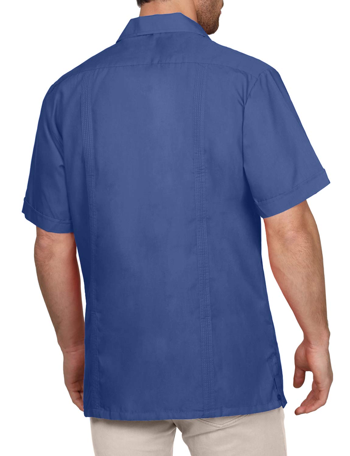 NE PEOPLE Men's Cuban Guayabera Shirt – Short Sleeve Button Down Classic Embroidered 4 Pockets Casual Top NEMT112 Off White 4XL