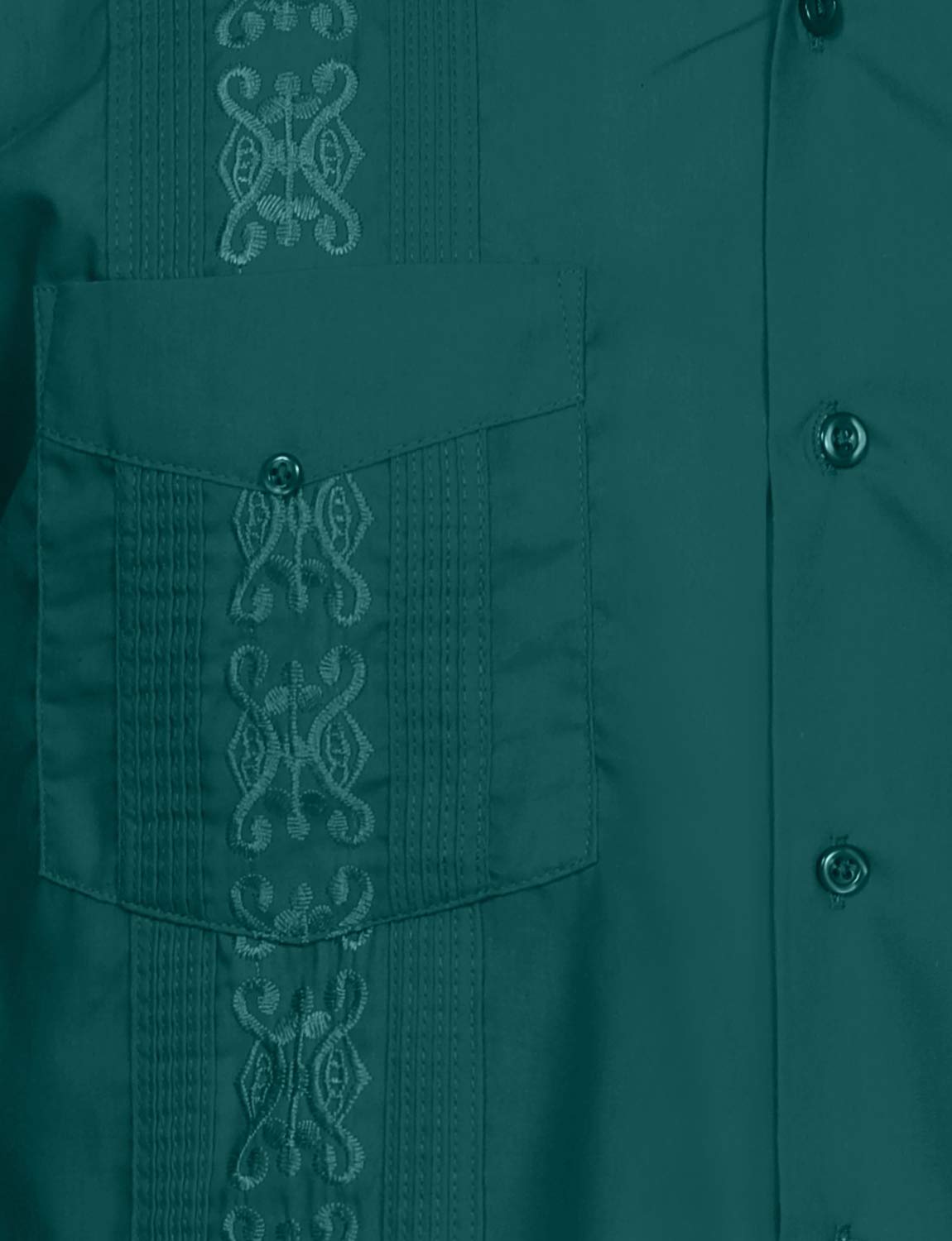 NE PEOPLE Men's Cuban Guayabera Shirt – Short Sleeve Button Down Classic Embroidered 4 Pockets Casual Top NEMT112 Off White 4XL