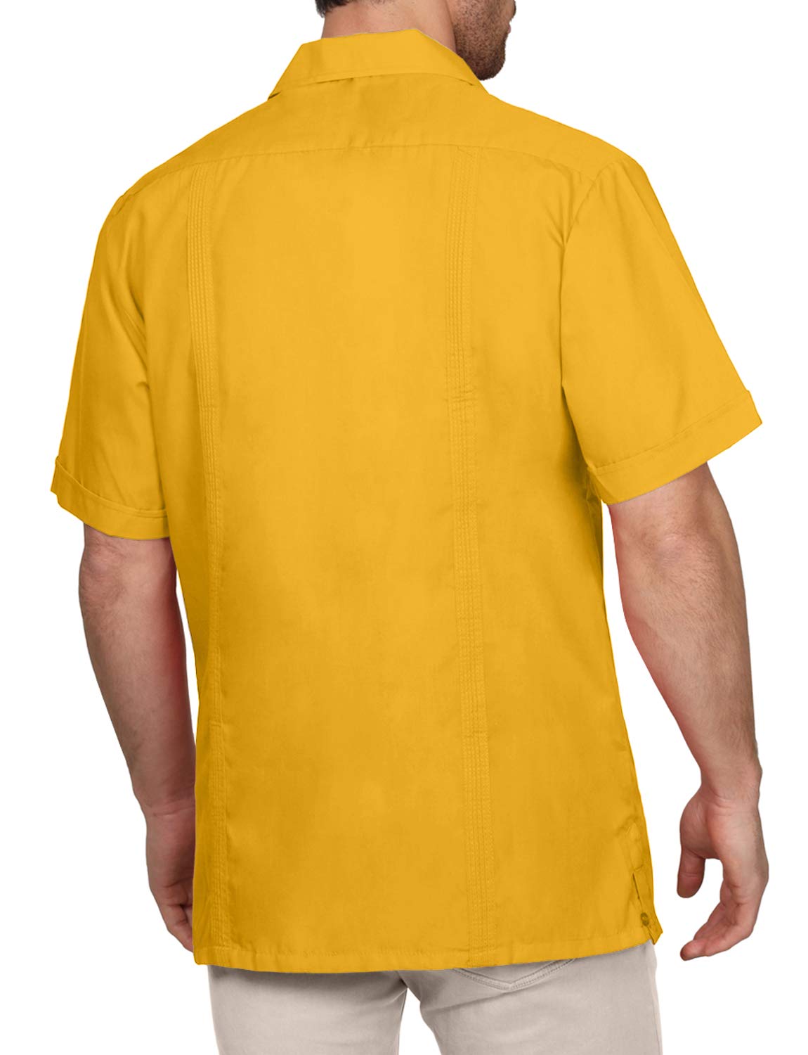 NE PEOPLE Men's Cuban Guayabera Shirt – Short Sleeve Button Down Classic Embroidered 4 Pockets Casual Top NEMT112 Off White 4XL