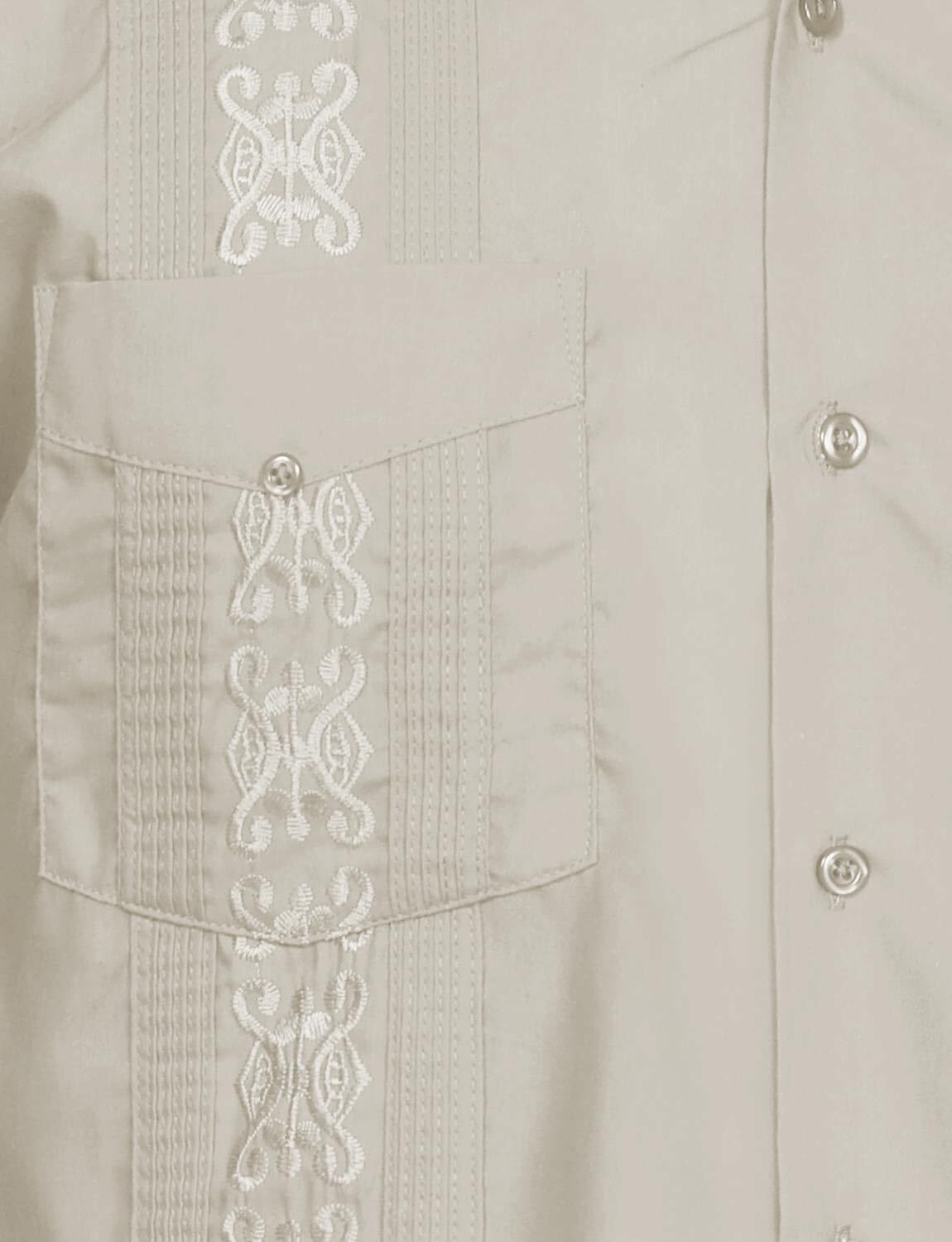 NE PEOPLE Men's Cuban Guayabera Shirt – Short Sleeve Button Down Classic Embroidered 4 Pockets Casual Top NEMT112 Off White 4XL