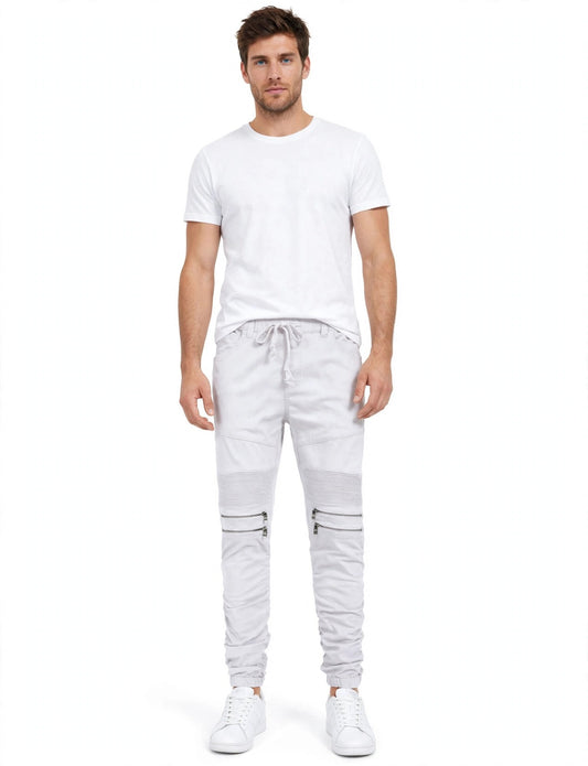 Men's Elastic Front Zipper Jogger Pants