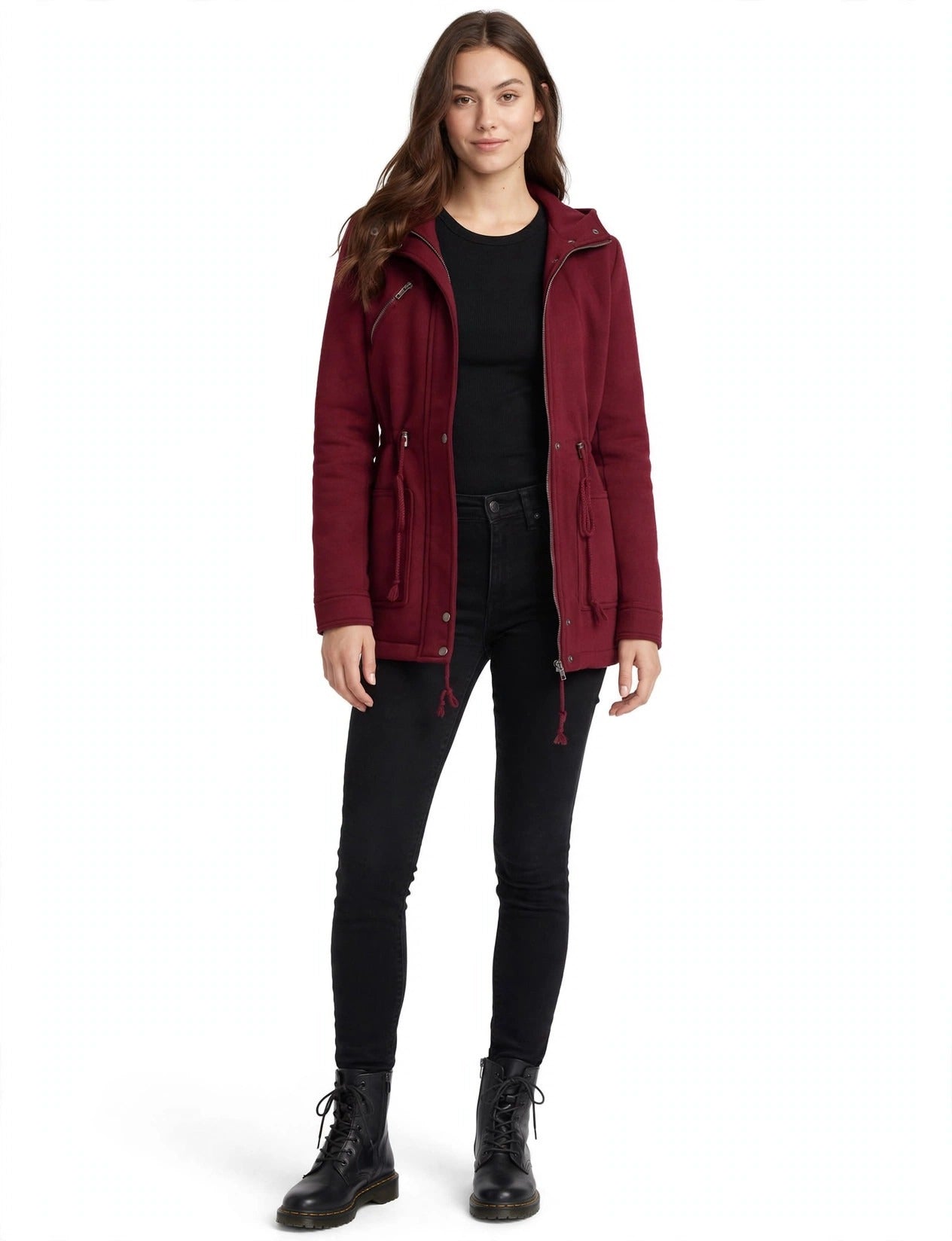 Basic Light Weight Jackets With Zipper And Button Closure