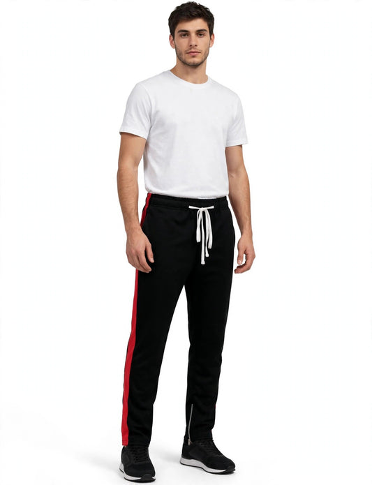 Men's Active Side Striped Jogger Pants With Ankle Zipper