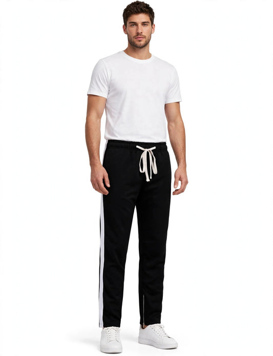 Men's Active Side Striped Jogger Pants With Ankle Zipper