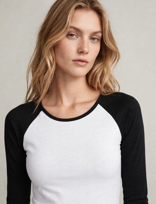3/4 Sleeve Round Neck Raglan Baseball T-Shirts