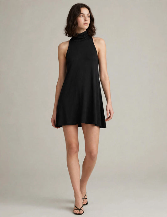 Basic Halter Neck Sleeveless Strappy Swing Dress