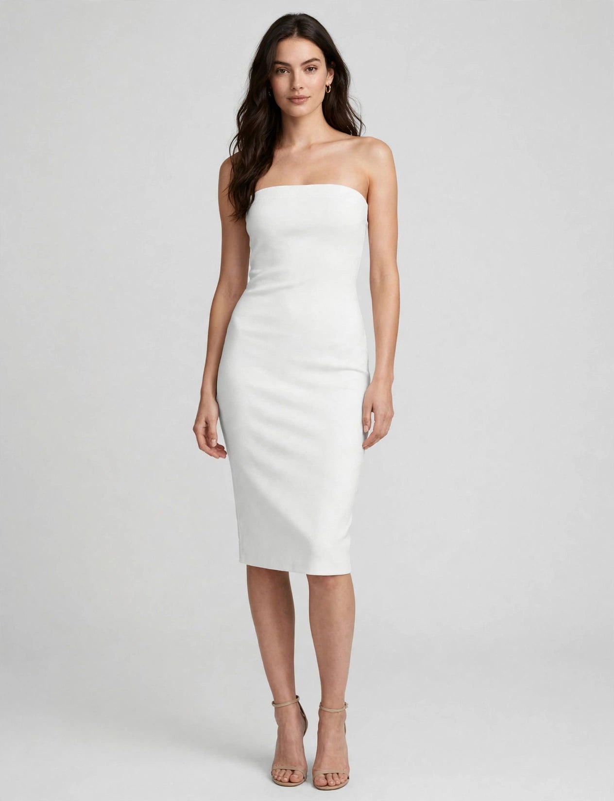 Basic Knee High Strapless Cocktail Pencil Dress