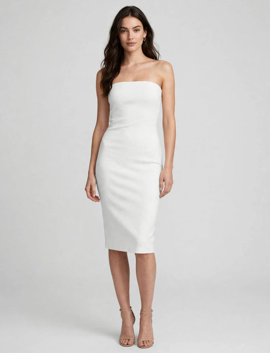 Basic Knee High Strapless Cocktail Pencil Dress