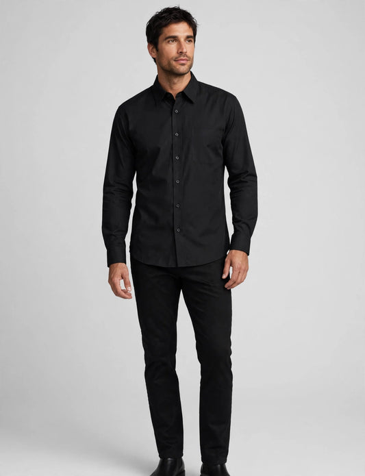 Men's Basic Pullover Long Sleeve Button Down Shirts Blouse Top
