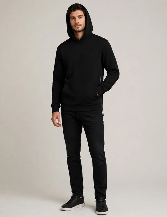 Men's Basic Pullover Long Sleeve Hoodie With Side Zipper