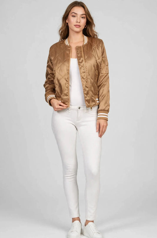 Basic Quilted Styles Bomber Jackets Coat