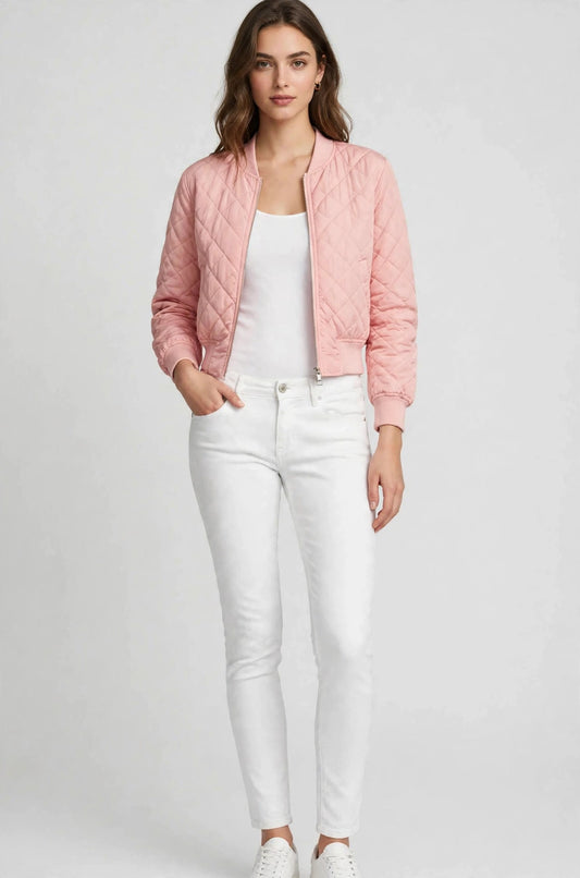 Basic Quilted Styles Bomber Jackets Coat