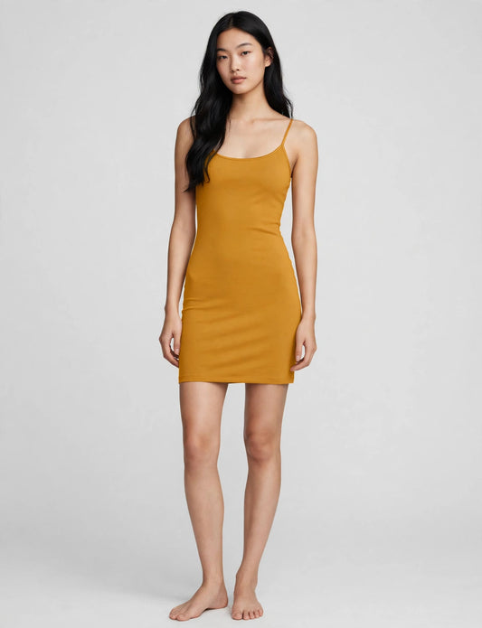 Basic Spaghetti Strap Fitted Tunic Top Dress