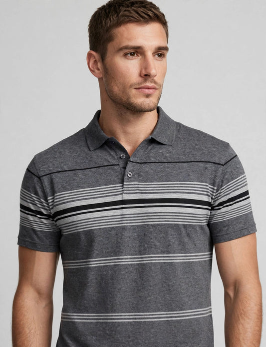 Men's Basic Stripe Polo T-Shirts