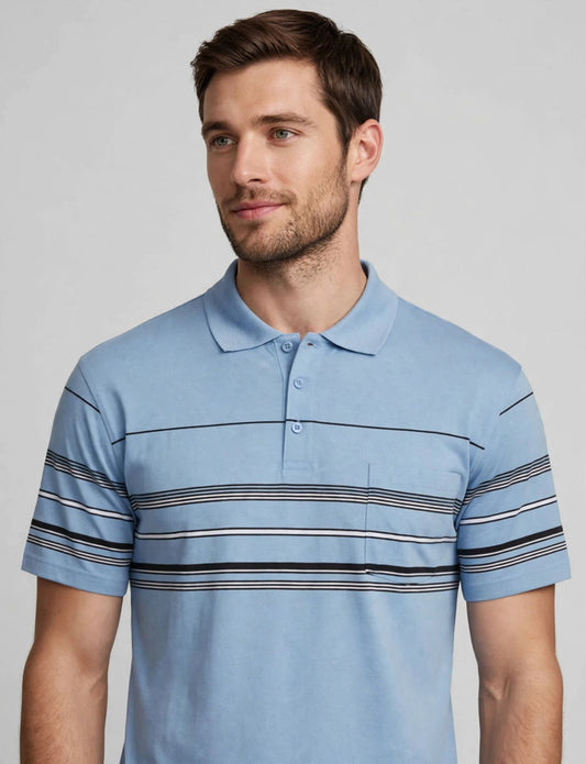 Men's Basic Stripe Polo T-Shirts