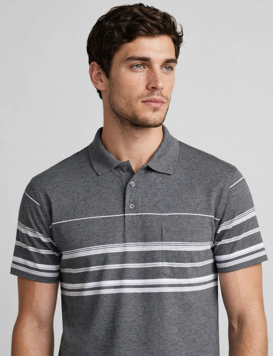Men's Basic Stripe Polo T-Shirts