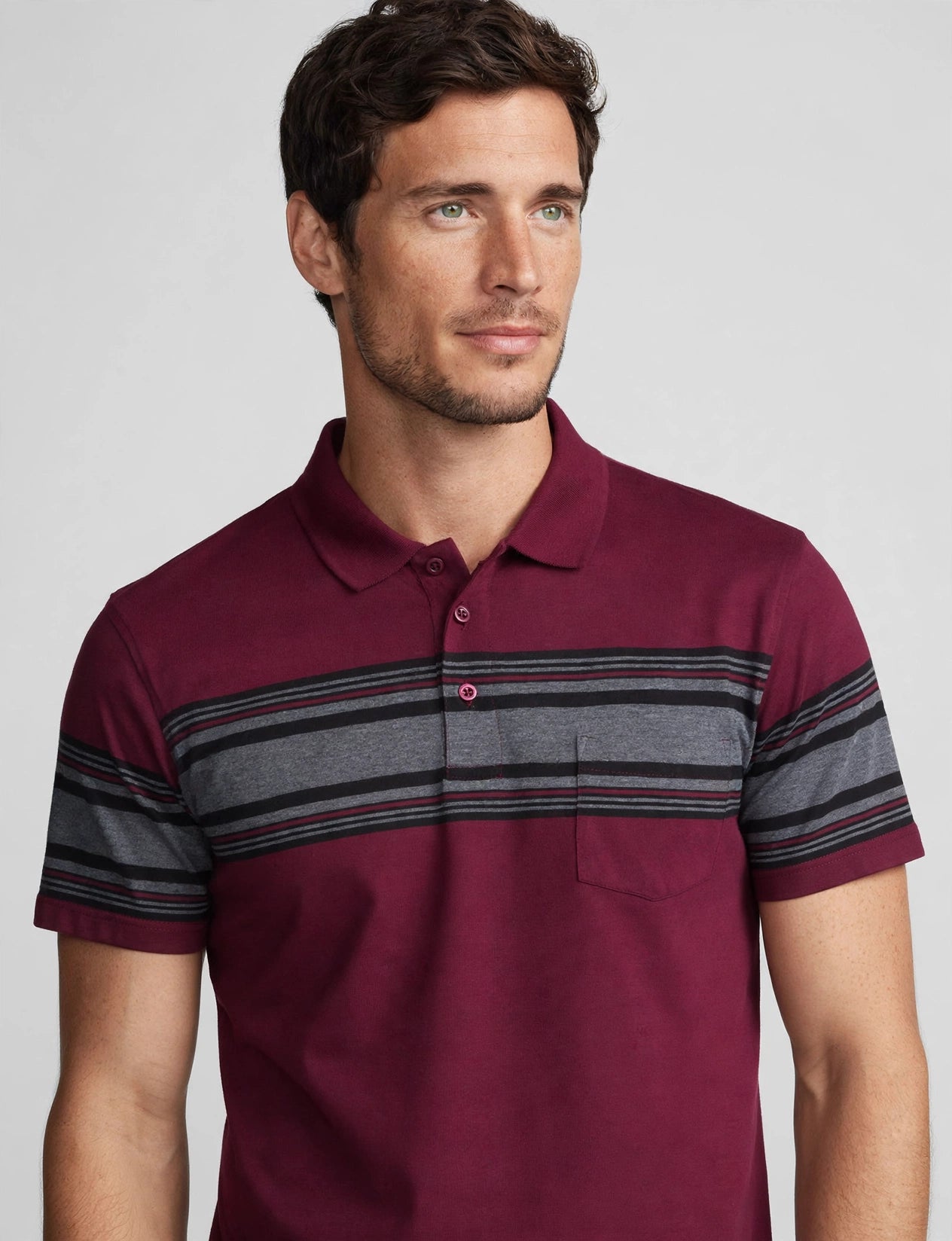 Men's Basic Stripe Polo T-Shirts
