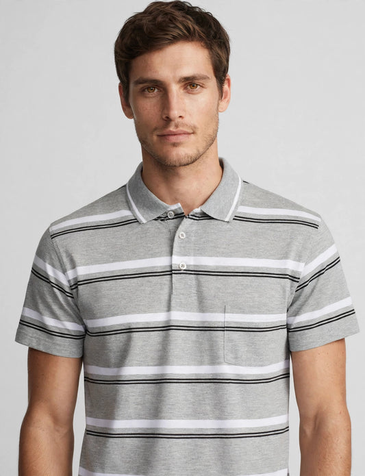 Men's Basic Stripe Polo T-Shirts