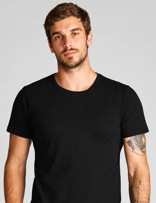 Men's Basic Wight U-Neck Line Short Sleeve T-Shirts