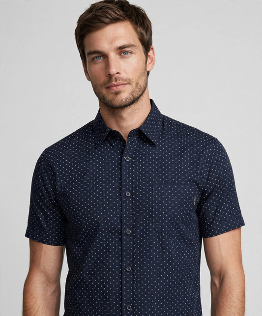 Men's Casual Dress Solid Short Sleeve Fitted Button Down Oxford Shirts