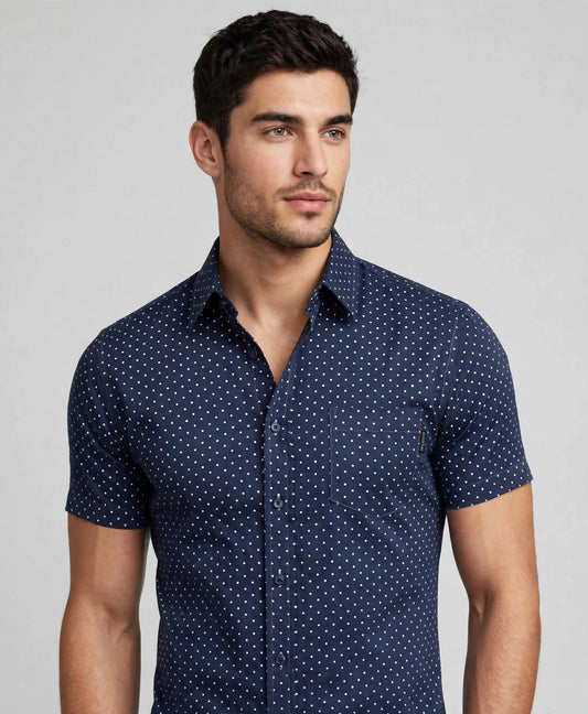 Men's Casual Dress Solid Short Sleeve Fitted Button Down Oxford Shirts