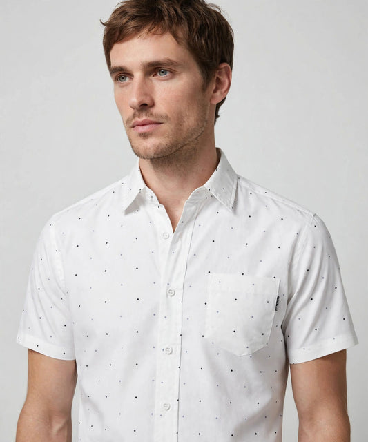 Men's Casual Dress Solid Short Sleeve Fitted Button Down Oxford Shirts