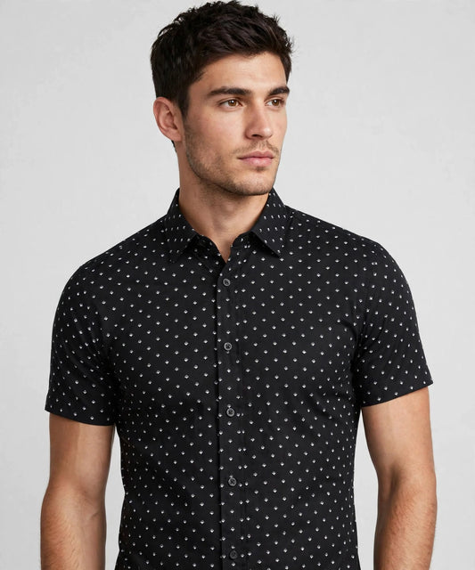 Men's Casual Dress Solid Short Sleeve Fitted Button Down Oxford Shirts