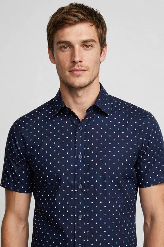 Men's Casual Dress Solid Short Sleeve Fitted Button Down Oxford Shirts