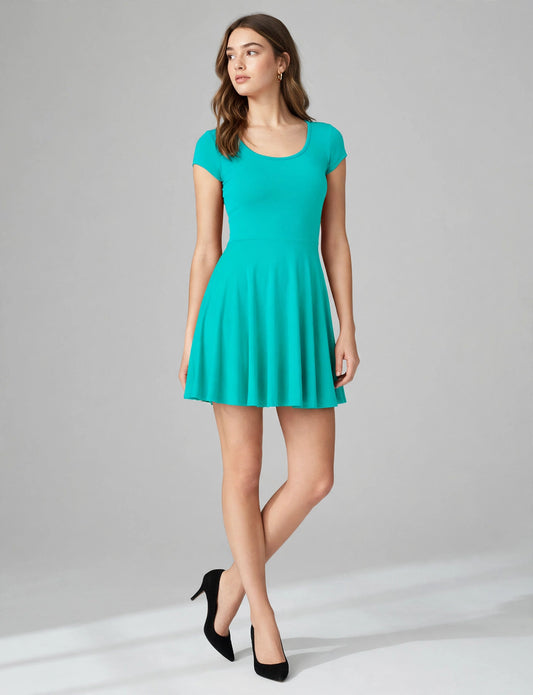 Casual Short Sleeve Skater Dress